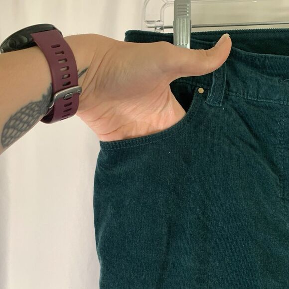 Chico's Corduroy Pants Women's 4 Green Soft Cotton Blend Pockets Mid Rise - Picture 7 of 10